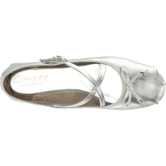 Circus NY by Sam Edelman Women's Soft Silver PolyurethaneCross Strap Ballet Flat - Picture 5 of 7